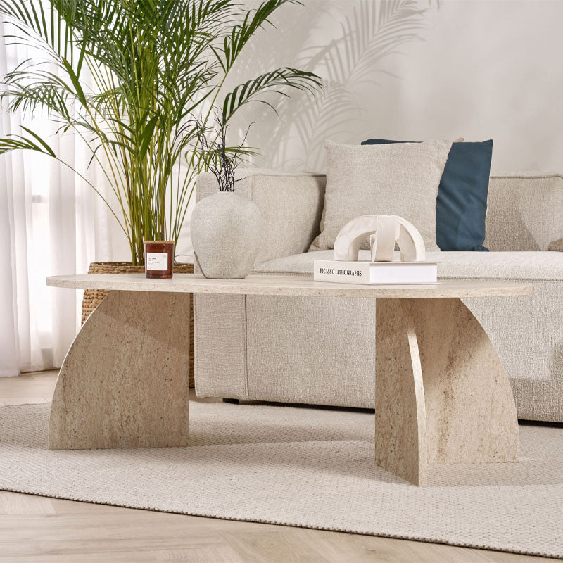 Τραπεζάκι σαλονιού Melina  χρώμα travertine 120x60x40εκ.