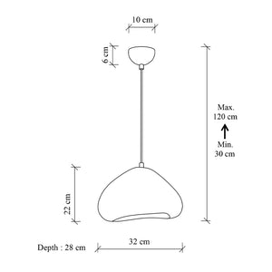 Φωτιστικό οροφής Lora  E27 fiberglass μονόφωτο χρώμα λευκό 32x28x120εκ.