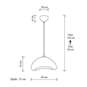 Φωτιστικό οροφής Luna  E27 fiberglass μονόφωτο χρώμα λευκό 30x21x120εκ.