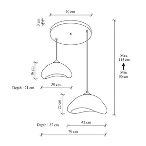 Φωτιστικό οροφής Luna  E27 fiberglass δίφωτο χρώμα λευκό Ø70x115εκ.