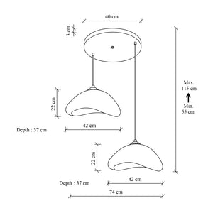 Φωτιστικό οροφής Luna  E27 fiberglass δίφωτο χρώμα λευκό Ø74x115εκ.