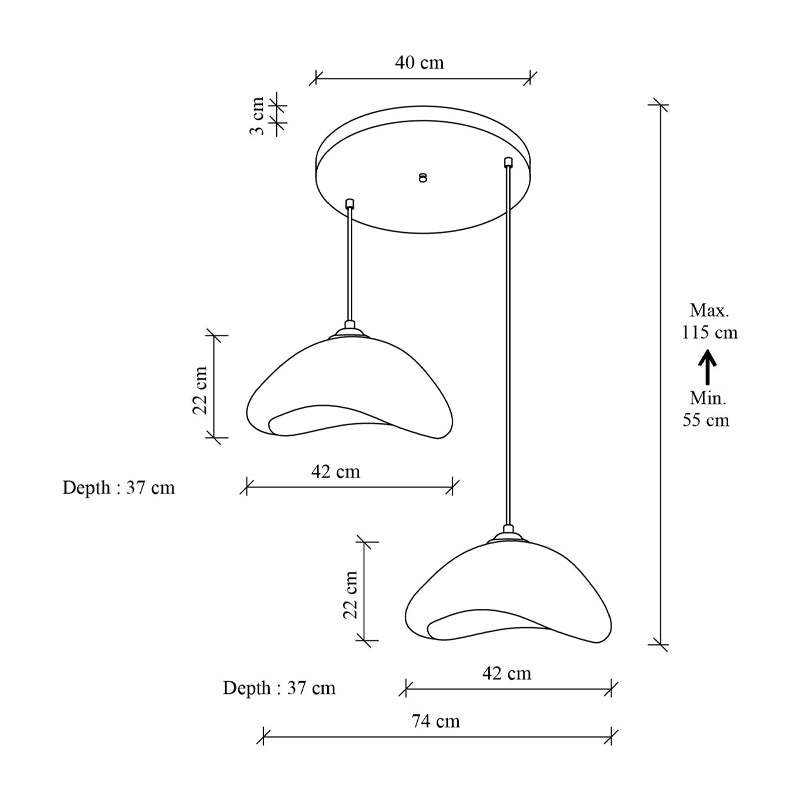 Φωτιστικό οροφής Luna  E27 fiberglass δίφωτο χρώμα λευκό Ø74x115εκ.