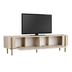 Έπιπλο τηλεόρασης Nexus  χρώμα travertine - χρυσό 180x30x45,5εκ. - Pakobazaar