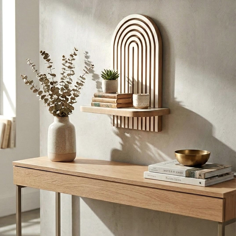 Ραφιέρα τοίχου Artwill  Mdf χρώμα λευκό - oak 26x13x35εκ. - Pakobazaar
