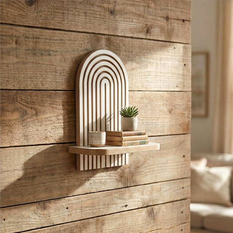 Ραφιέρα τοίχου Artwill  Mdf χρώμα λευκό - oak 26x13x35εκ. - Pakobazaar