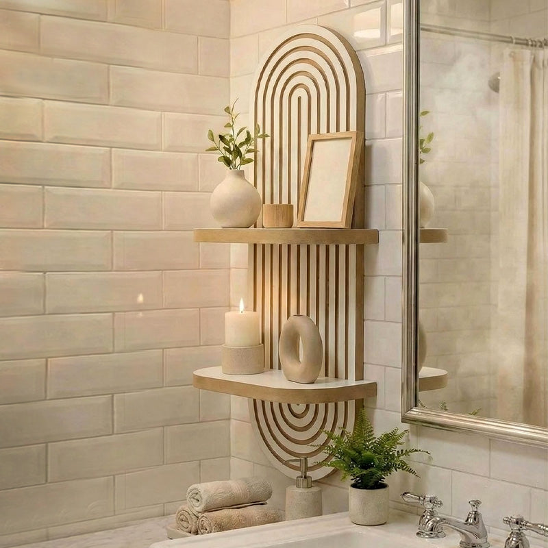 Ραφιέρα τοίχου Artwill  Mdf χρώμα λευκό - oak 26x13x70εκ. - Pakobazaar