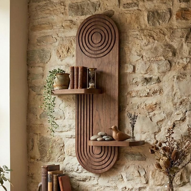 Ραφιέρα τοίχου Artwill  Mdf χρώμα wenge 46x13x70εκ. - Pakobazaar