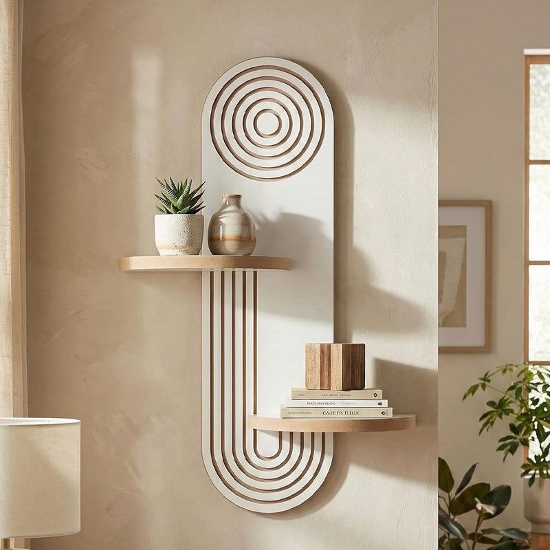 Ραφιέρα τοίχου Artwill  Mdf χρώμα λευκό - oak 46x13x70εκ. - Pakobazaar