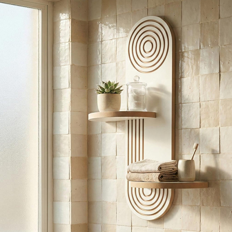 Ραφιέρα τοίχου Artwill  Mdf χρώμα λευκό - oak 46x13x70εκ. - Pakobazaar