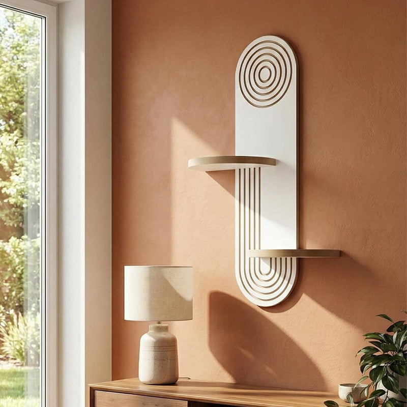 Ραφιέρα τοίχου Artwill  Mdf χρώμα λευκό - oak 46x13x70εκ. - Pakobazaar