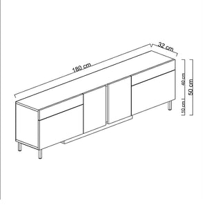 Έπιπλο τηλεόρασης Arlen  με Led Rgb χρώμα ανθρακί 180x32x50εκ. - Pakobazaar