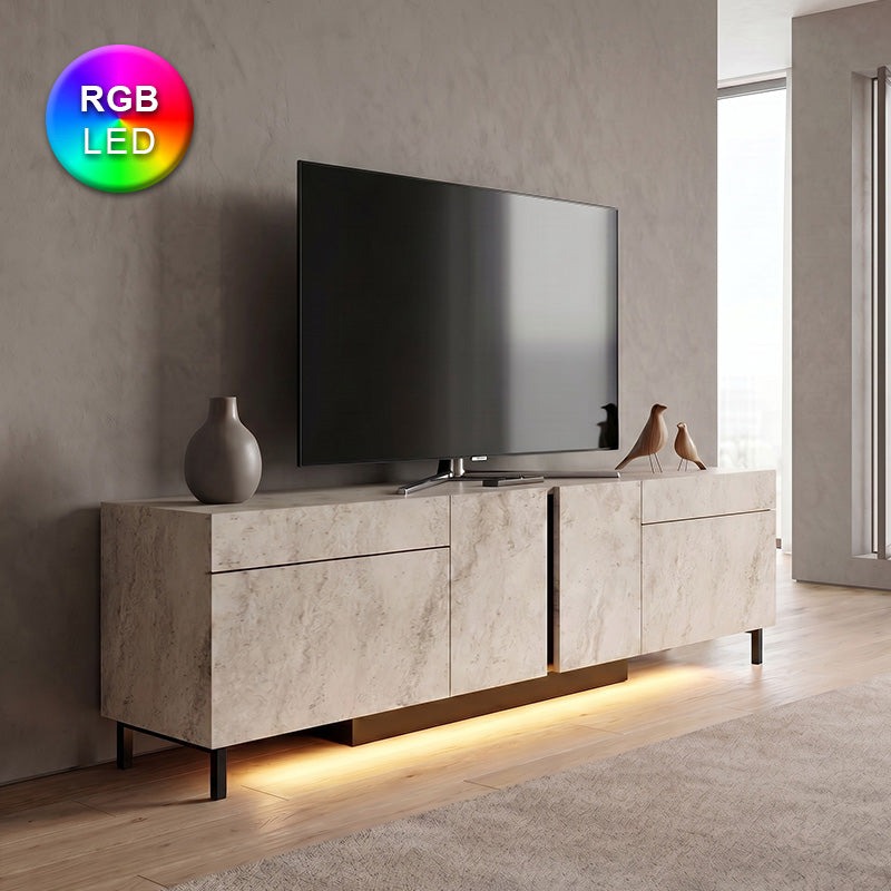 Έπιπλο τηλεόρασης Arlen  με Led Rgb χρώμα travertine 180x32x50εκ. - Pakobazaar