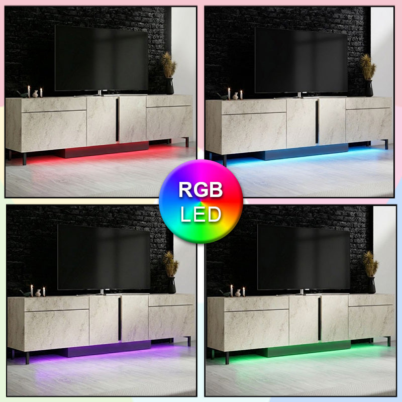 Έπιπλο τηλεόρασης Arlen  με Led Rgb χρώμα travertine 180x32x50εκ. - Pakobazaar
