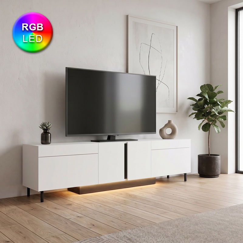Έπιπλο τηλεόρασης Arlen  με Led Rgb χρώμα λευκό 180x32x50εκ. - Pakobazaar