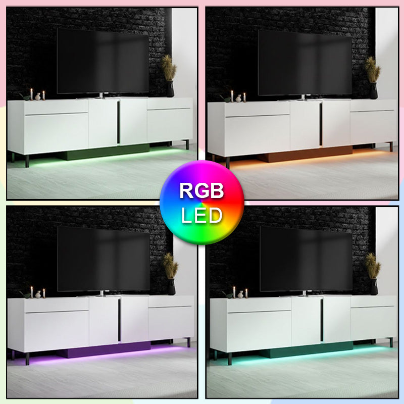 Έπιπλο τηλεόρασης Arlen  με Led Rgb χρώμα λευκό 180x32x50εκ. - Pakobazaar