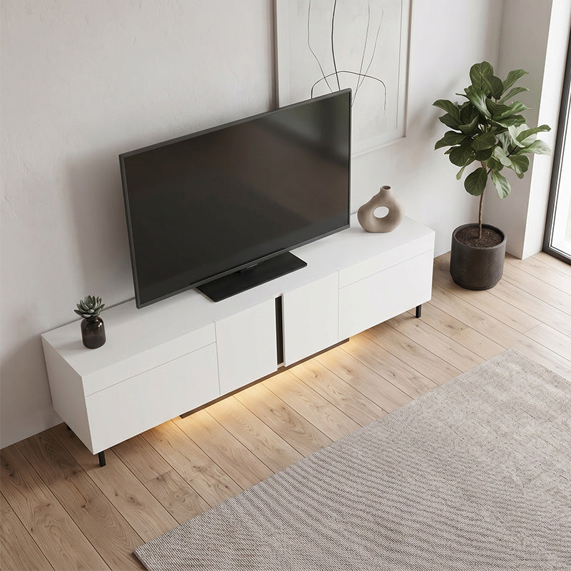 Έπιπλο τηλεόρασης Arlen  με Led Rgb χρώμα λευκό 180x32x50εκ. - Pakobazaar