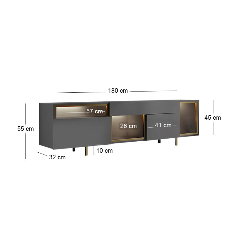 Έπιπλο τηλεόρασης Norm  με Led Rgb χρώμα ανθρακί - χρυσό 180x32x55εκ. - Pakobazaar