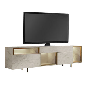 Έπιπλο τηλεόρασης Norm  με Led Rgb χρώμα travertine - χρυσό 180x32x55εκ. - Pakobazaar