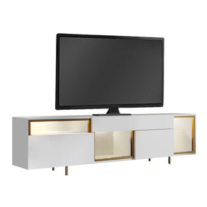 Έπιπλο τηλεόρασης Norm  με Led Rgb χρώμα λευκό - χρυσό 180x32x55εκ. - Pakobazaar