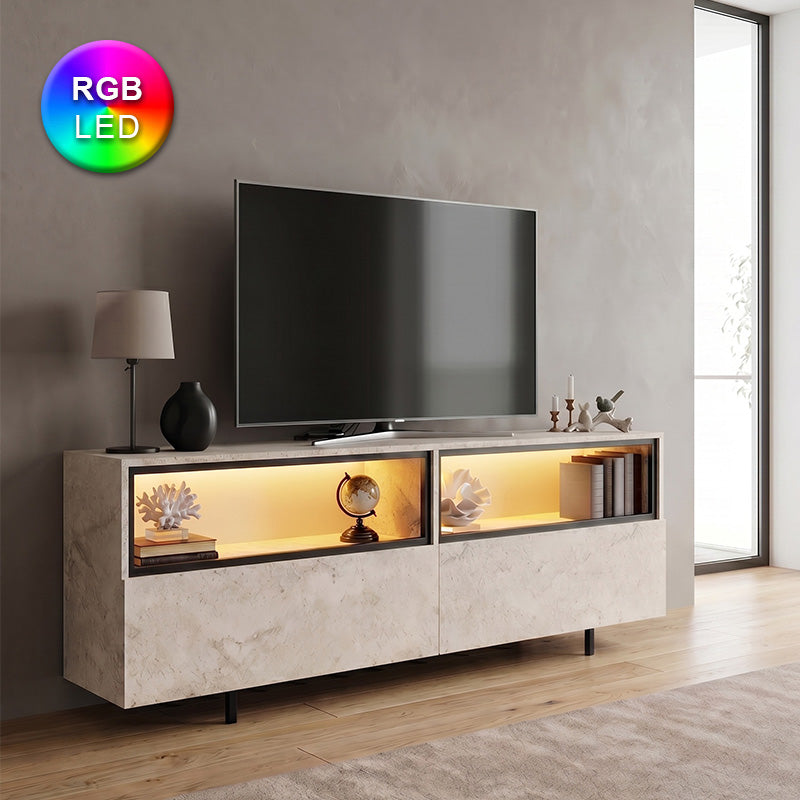 Έπιπλο τηλεόρασης Eco  με Led Rgb χρώμα travertine 180x32x67εκ. - Pakobazaar