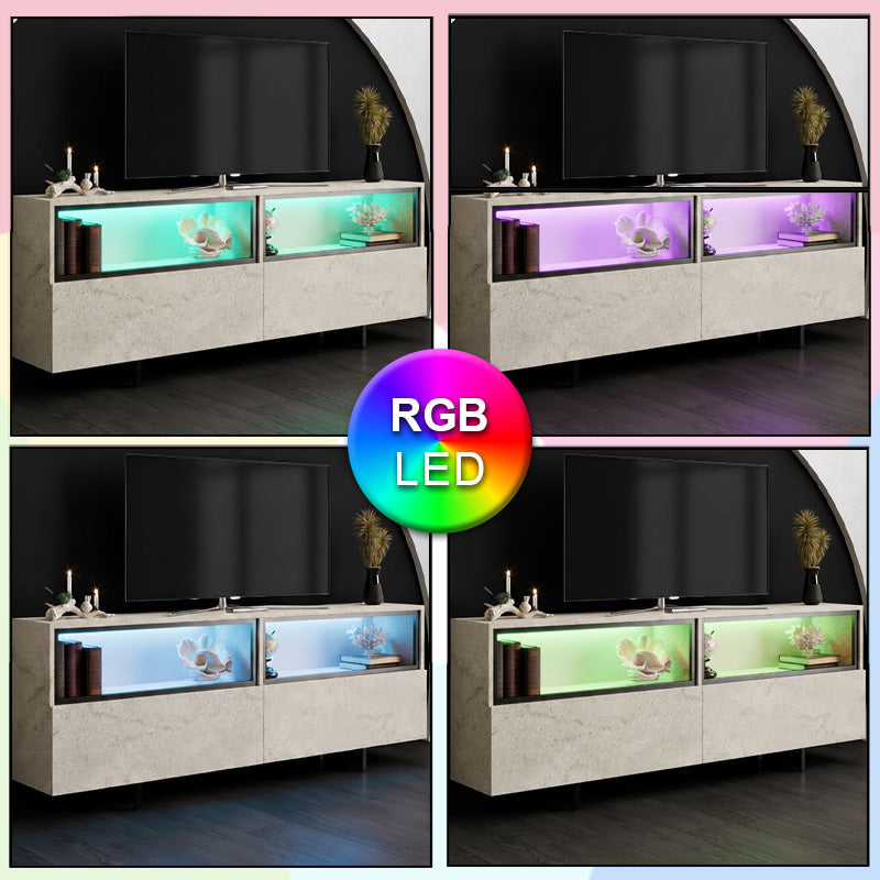 Έπιπλο τηλεόρασης Eco  με Led Rgb χρώμα travertine 180x32x67εκ. - Pakobazaar