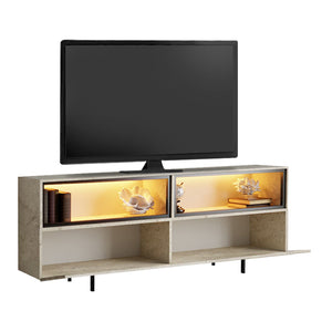 Έπιπλο τηλεόρασης Eco  με Led Rgb χρώμα travertine 180x32x67εκ. - Pakobazaar