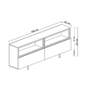 Έπιπλο τηλεόρασης Eco  με Led Rgb χρώμα travertine 180x32x67εκ. - Pakobazaar