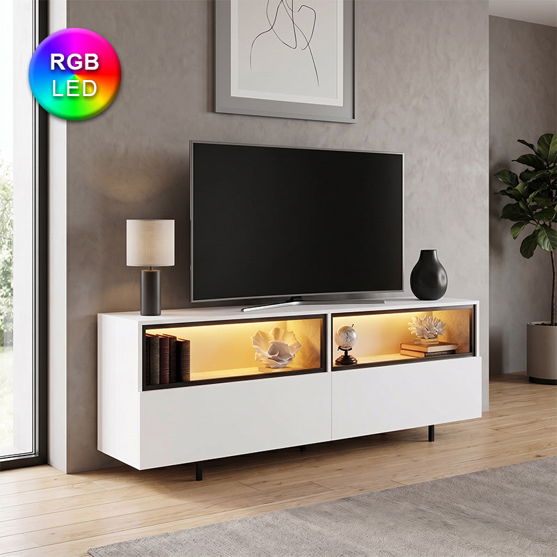 Έπιπλο τηλεόρασης Eco  με Led Rgb χρώμα λευκό 180x32x67εκ. - Pakobazaar