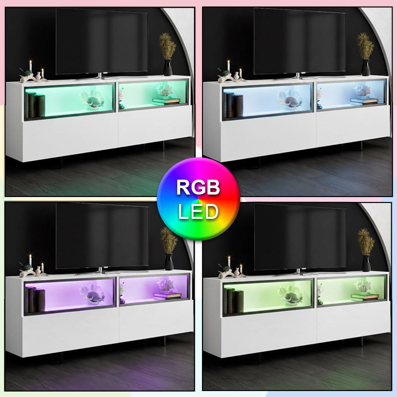 Έπιπλο τηλεόρασης Eco  με Led Rgb χρώμα λευκό 180x32x67εκ. - Pakobazaar