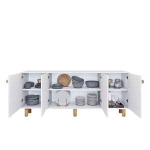 Μπουφές Bohemian  χρώμα λευκό - φυσικό οξιάς 180x40x75εκ. - Pakobazaar