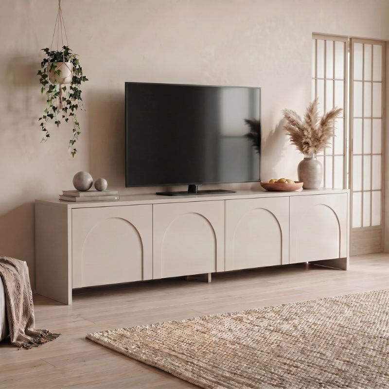 Έπιπλο τηλεόρασης Aurelia  χρώμα κρεμ 180x32x45εκ. - Pakobazaar