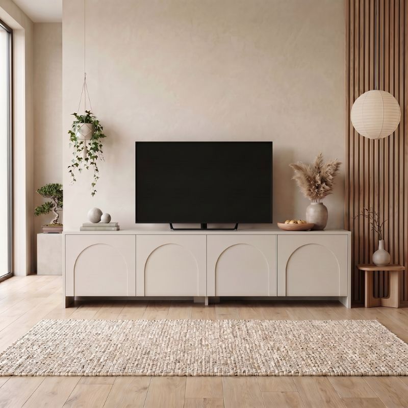 Έπιπλο τηλεόρασης Aurelia  χρώμα κρεμ 180x32x45εκ. - Pakobazaar