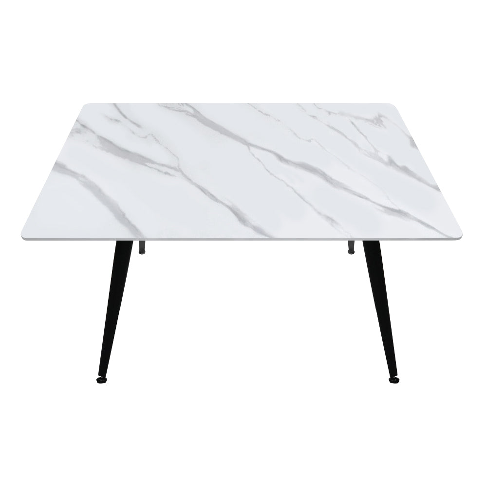 Τραπέζι Enzo  sintered stone - μέταλλο χρώμα λευκό εφέ μαρμάρου - μαύρο 120x70x77εκ. - Pakobazaar