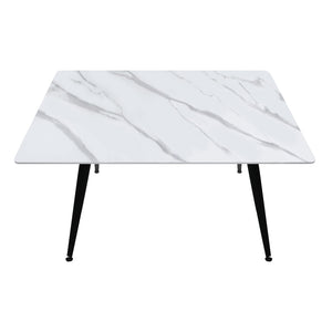 Τραπέζι Enzo  sintered stone - μέταλλο χρώμα λευκό εφέ μαρμάρου - μαύρο 120x70x77εκ. - Pakobazaar