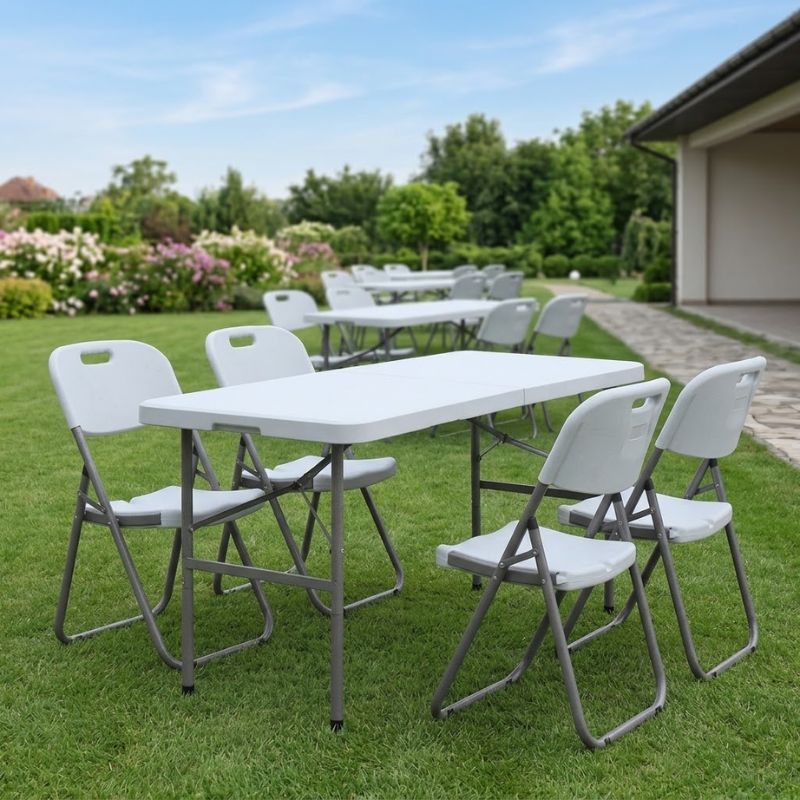 Τραπέζι catering - συνεδρίου Capri  πτυσσόμενο - βαλίτσα χρώμα λευκό του πάγου 120x60x74εκ. - Pakobazaar