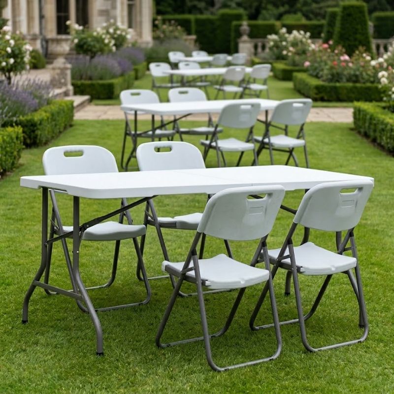 Τραπέζι catering - συνεδρίου Capri  πτυσσόμενο - βαλίτσα χρώμα λευκό του πάγου 152x70x74εκ. - Pakobazaar