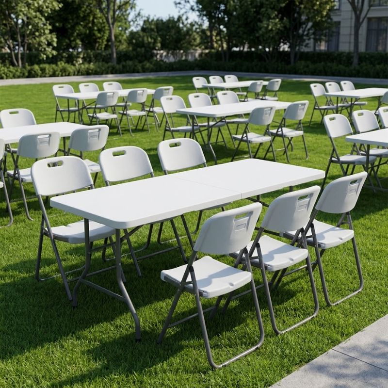 Τραπέζι catering - συνεδρίου Capri  πτυσσόμενο - βαλίτσα χρώμα λευκό του πάγου 183x76x74εκ. - Pakobazaar