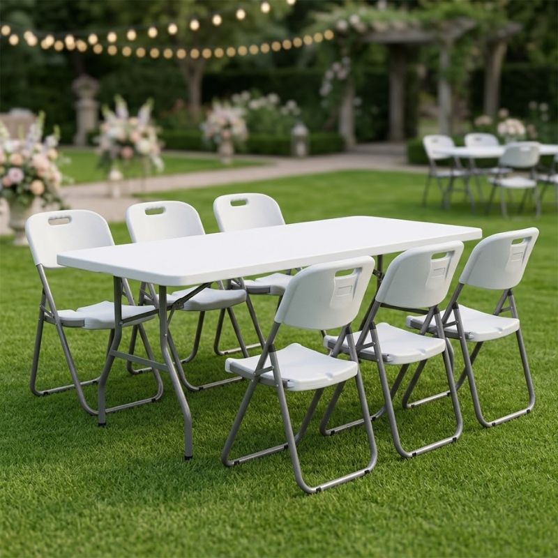 Τραπέζι catering - συνεδρίου Capri  πτυσσόμενο - μονοκόμματη επιφάνεια χρώμα λευκό του πάγου 152x76x74εκ. - Pakobazaar