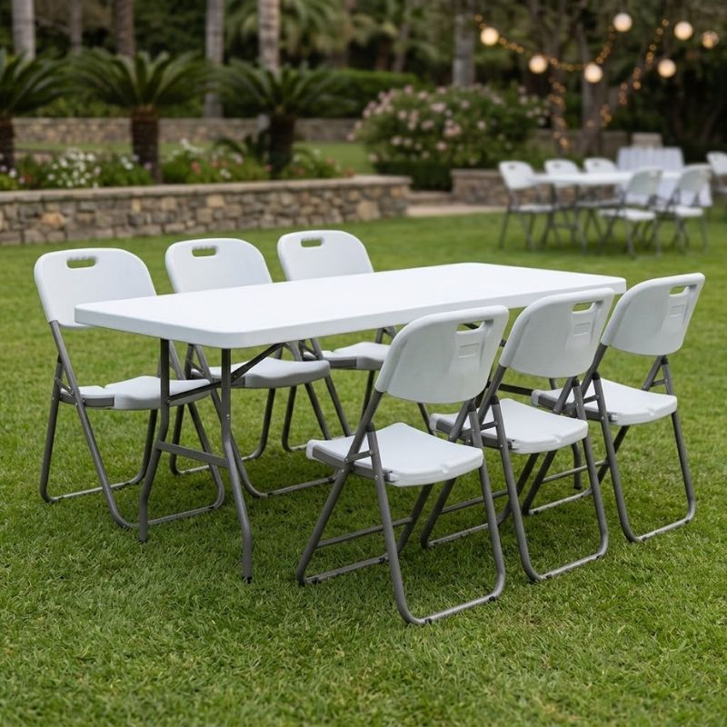 Τραπέζι catering - συνεδρίου Capri  πτυσσόμενο - μονοκόμματη επιφάνεια χρώμα λευκό του πάγου 183x76x74εκ. - Pakobazaar