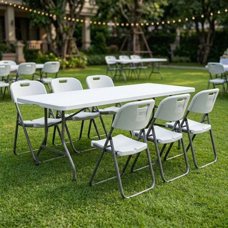 Τραπέζι catering - συνεδρίου Capri  πτυσσόμενο - μονοκόμματη επιφάνεια χρώμα λευκό του πάγου 198x90x74εκ. - Pakobazaar