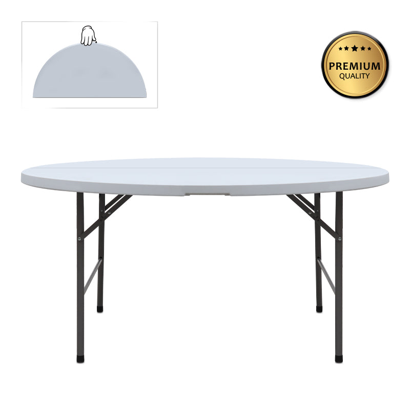 Τραπέζι catering - συνεδρίου Capri  πτυσσόμενο – βαλίτσα στρογγυλό χρώμα λευκό του πάγου Ø152x74εκ. - Pakobazaar
