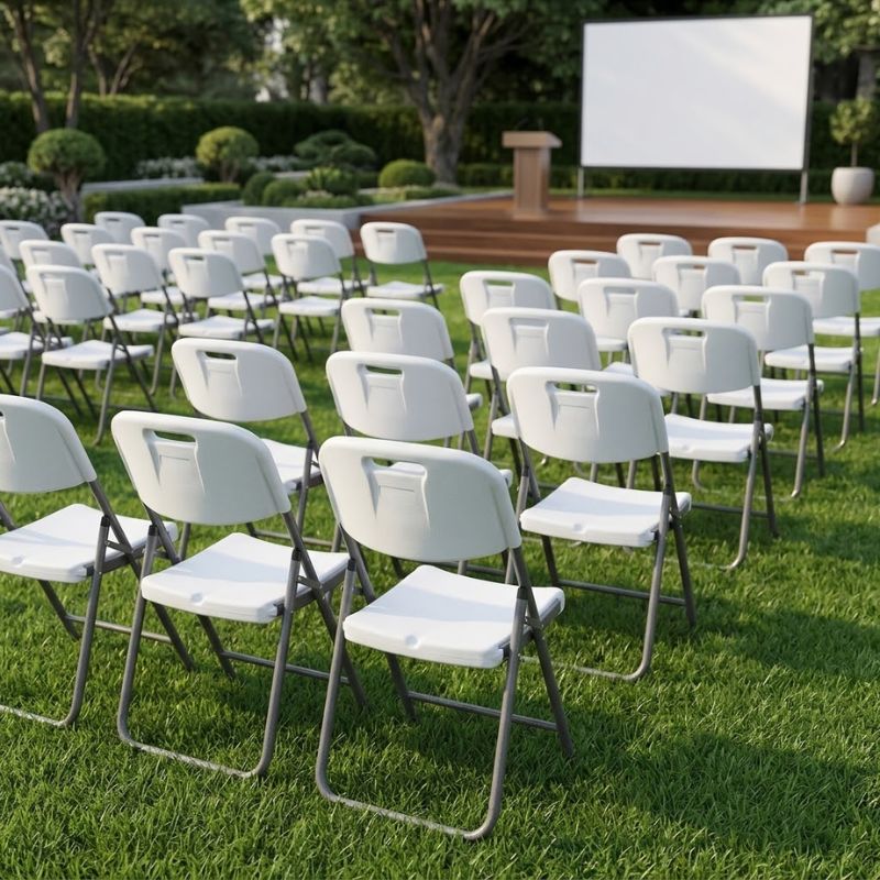 Καρέκλα catering - συνεδρίου Capri  πτυσσόμενη χρώμα λευκό του πάγου 45x50x88εκ. - Pakobazaar