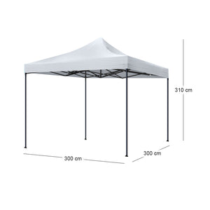 Κιόσκι - Gazebo Bari  πτυσσόμενο μεταλλικός σκελετός - αδιάβροχο ύφασμα χρώμα λευκό 3x3x3,10m. - Pakobazaar