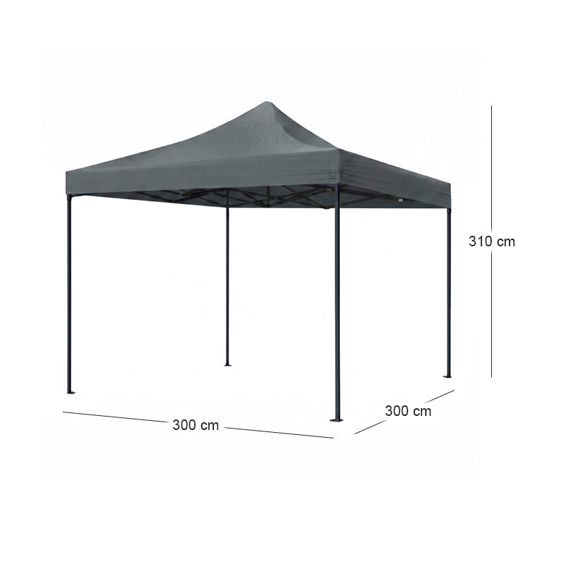 Κιόσκι - Gazebo Bari  πτυσσόμενο μεταλλικός σκελετός - αδιάβροχο ύφασμα χρώμα γκρι 3x3x3,10m. - Pakobazaar
