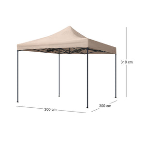 Κιόσκι - Gazebo Bari  πτυσσόμενο μεταλλικός σκελετός - αδιάβροχο ύφασμα χρώμα της άμμου 3x3x3,10m. - Pakobazaar