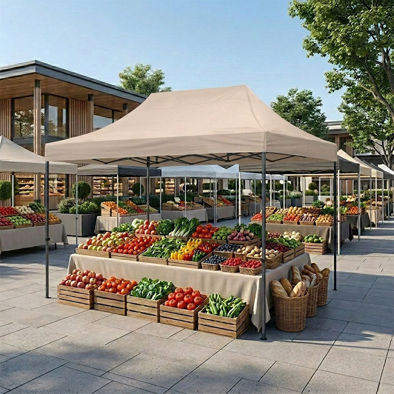 Κιόσκι - Gazebo Bari  πτυσσόμενο μεταλλικός σκελετός - αδιάβροχο ύφασμα χρώμα της άμμου 3x4,5x3,20m. - Pakobazaar