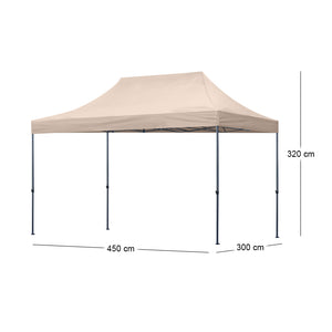 Κιόσκι - Gazebo Bari  πτυσσόμενο μεταλλικός σκελετός - αδιάβροχο ύφασμα χρώμα της άμμου 3x4,5x3,20m. - Pakobazaar