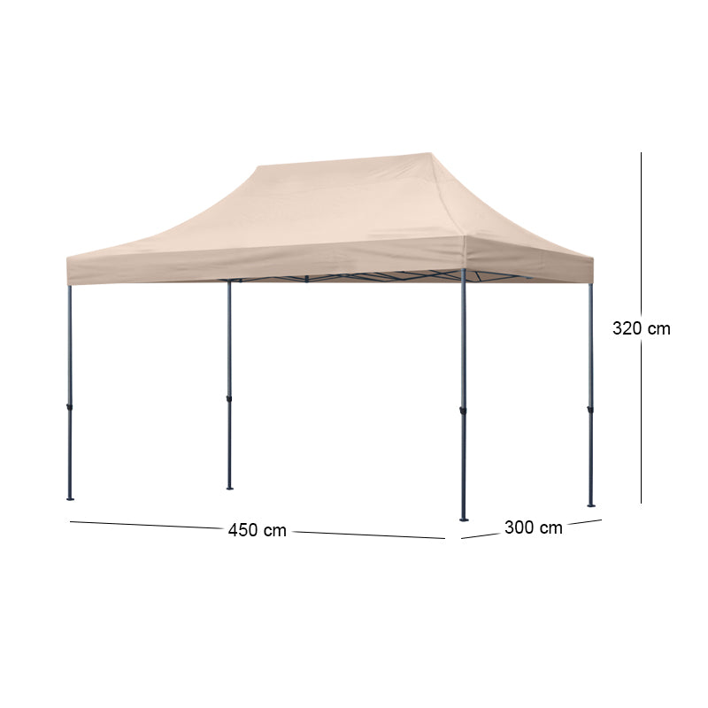 Κιόσκι - Gazebo Bari  πτυσσόμενο μεταλλικός σκελετός - αδιάβροχο ύφασμα χρώμα της άμμου 3x4,5x3,20m. - Pakobazaar