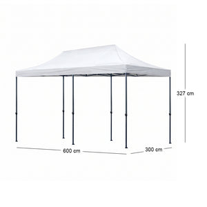 Κιόσκι - Gazebo Bari  πτυσσόμενο μεταλλικός σκελετός - αδιάβροχο ύφασμα χρώμα λευκό 3x6x3,27m. - Pakobazaar
