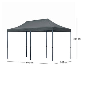 Κιόσκι - Gazebo Bari  πτυσσόμενο μεταλλικός σκελετός - αδιάβροχο ύφασμα χρώμα γκρι 3x6x3,27m. - Pakobazaar